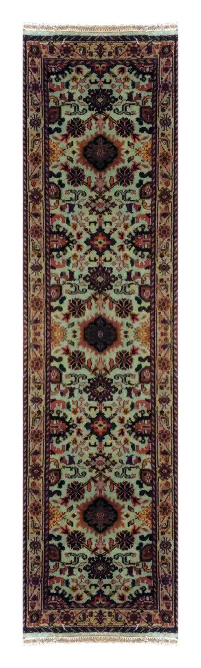 One Of The Kind Indian Hand-Knotted Rug 9'7" X 2'7"